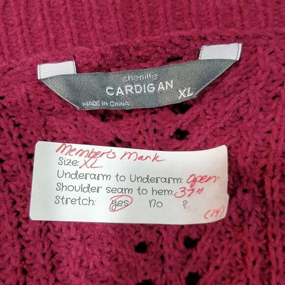 Members Mark Chenille Cardigan Sz XL Open Front Super Soft Loose Weave 425 - Picture 7 of 8